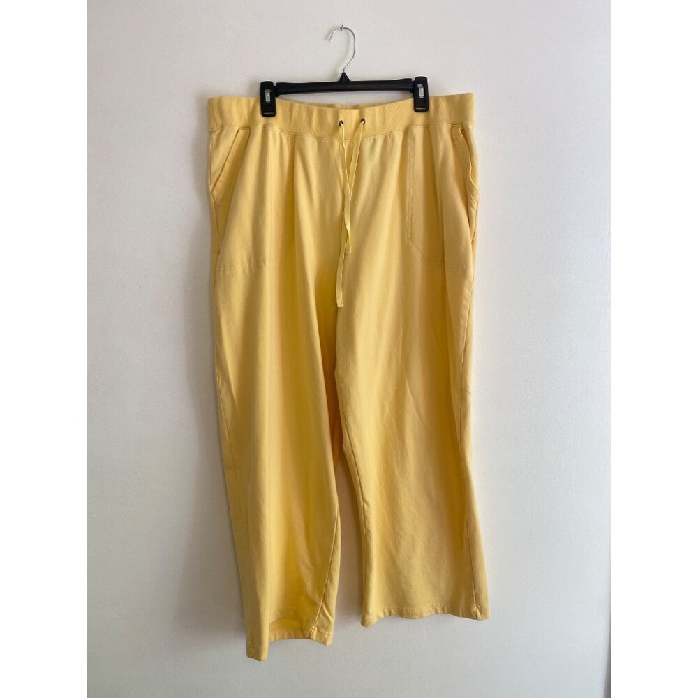 Liz Claiborne Yellow Cotton Blend Drawstring Casual Pants With Pockets Size 3X